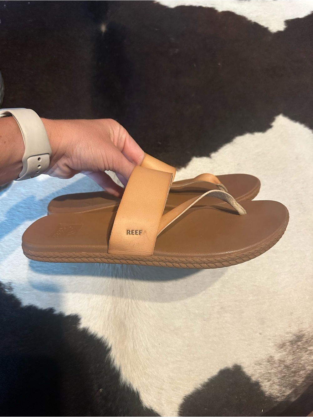 Reef Tan/Brown Leather Slide and Flip Sandal